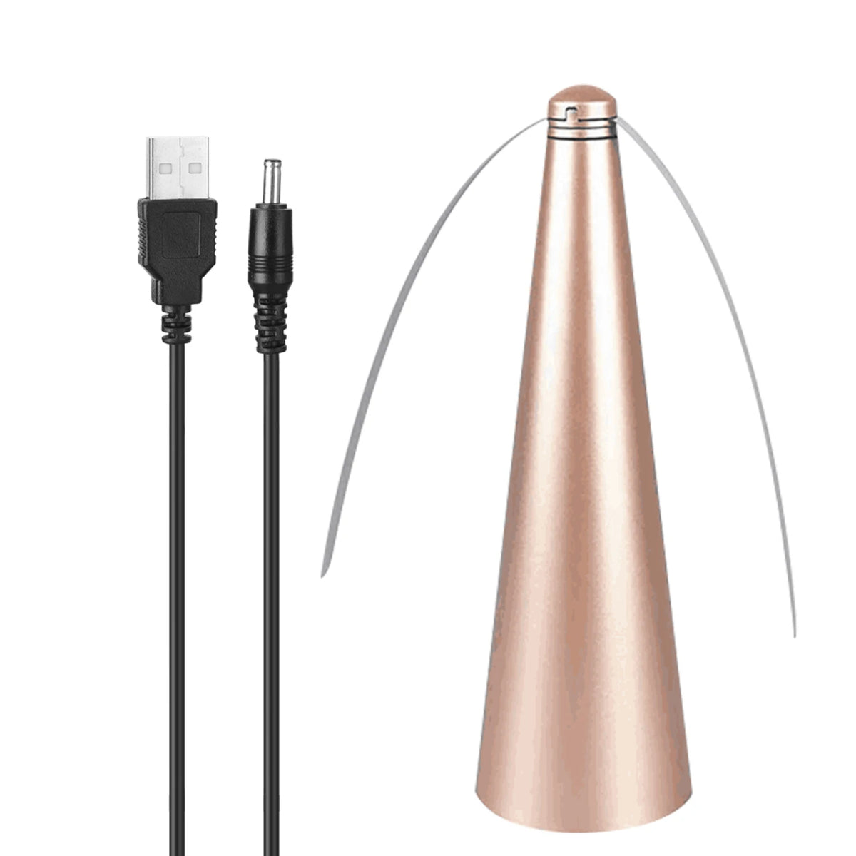 A copper-colored automatic electric fly repellent fan with flexible arms.