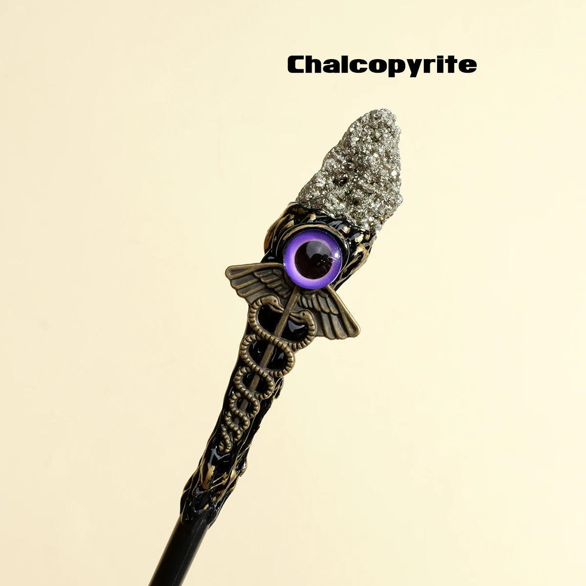 Natural Rose Quartz & Amethyst Evil Eye Crystal Wand