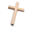 Handcrafted wooden wall cross with a two-tone finish.