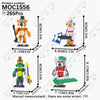 A set of five Nightmarish characters built from building blocks, showing various sizes and configurations.