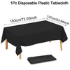 Black disposable plastic tablecloth measuring 183cm wide for events