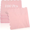 Scalloped Cocktail Napkins, 2-Ply Premium Disposable Paper Napkins (100 Pack)