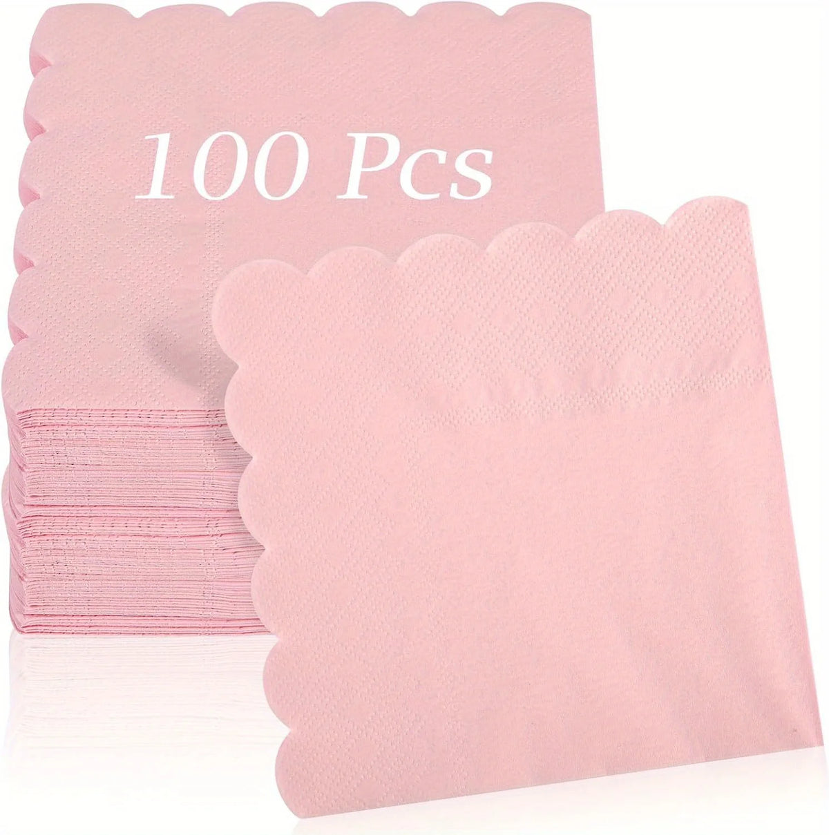 Scalloped Cocktail Napkins, 2-Ply Premium Disposable Paper Napkins (100 Pack)