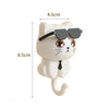 Cartoon Cat Adhesive Hooks – No-Damage Wall Hooks with Sunglasses Design