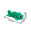 A green 3D printed cartoon animal figurine of a frog, shown with dimensions.