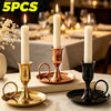 Vintage Gold Taper Candle Holder with Handle and Drip Tray
