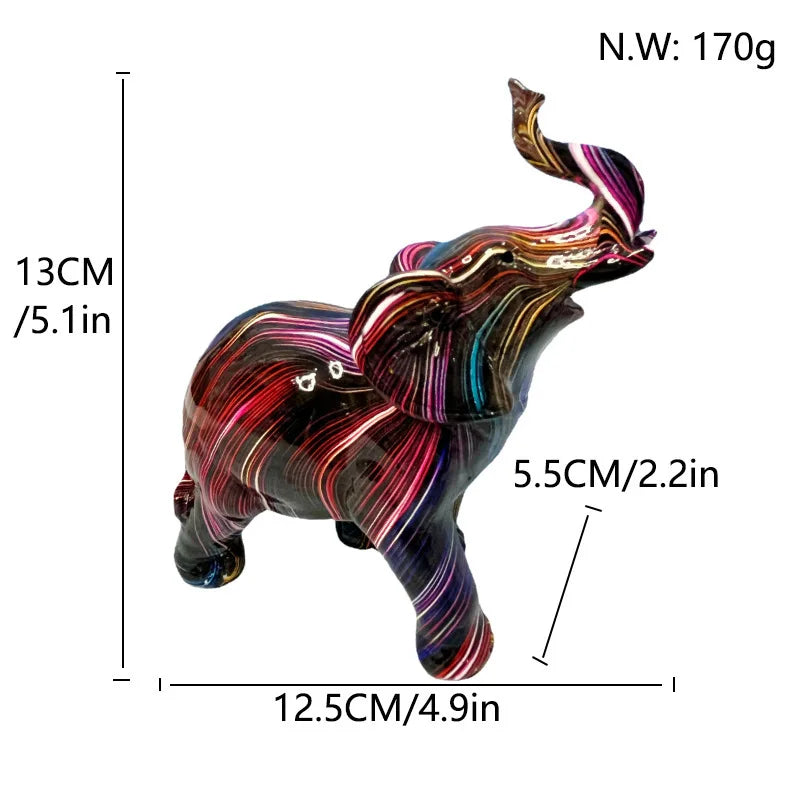 Colorful Elephant Resin Figurine for Home Decor