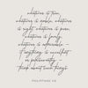 A black script rendering of Philippians 4:8 on a light background.