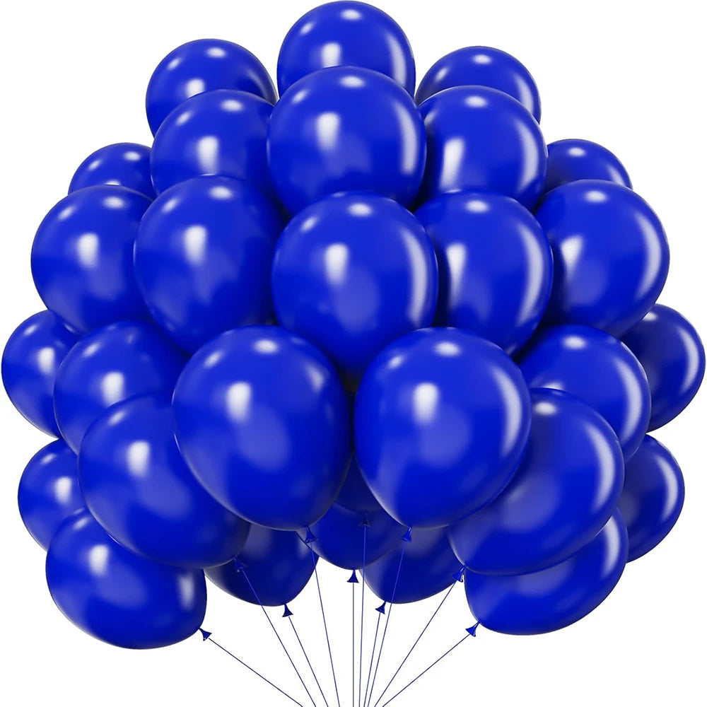 A bunch of blue latex party balloons for events