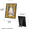 Front and back views of a framed Catholic Holy Family icon with Archangel St. Michael for tabletop display