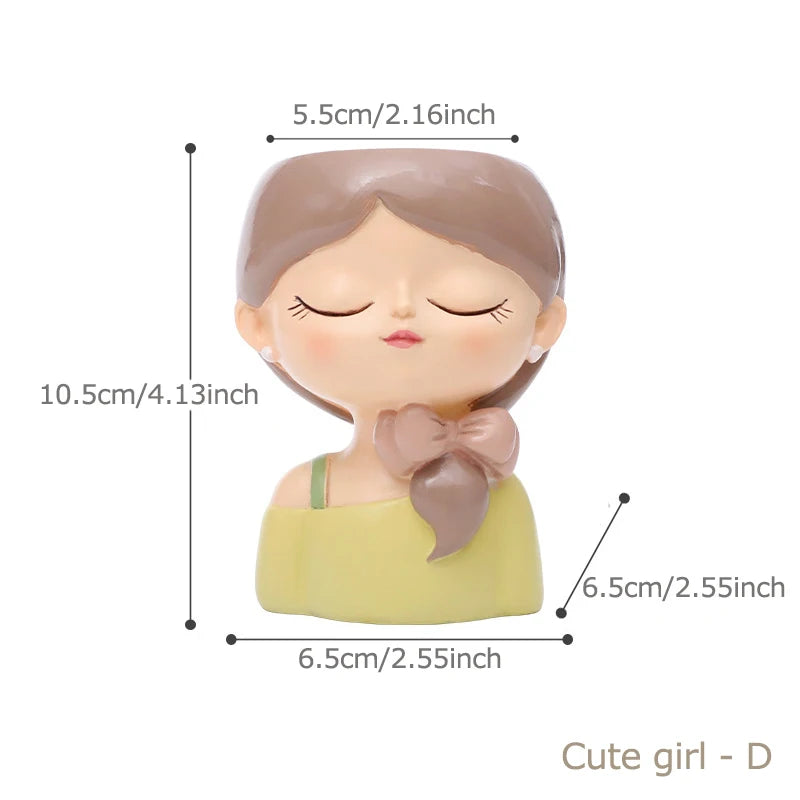 Resin Cartoon Girl Flower Planter