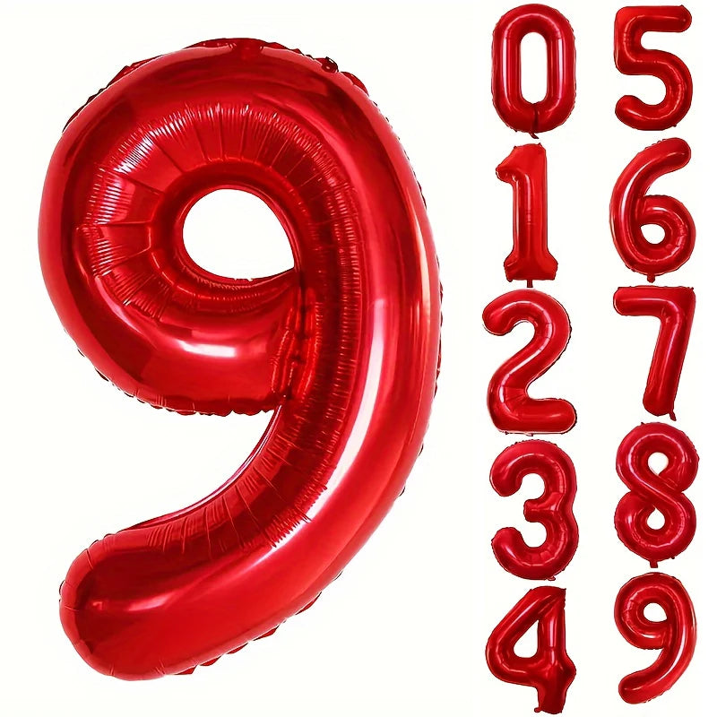 Large Red Number Foil Balloon for Birthday and Anniversary Decor