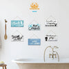 A collection of rustic wooden toilet wall signs featuring phrases like Treat Yourself Wash Your Hands and Don't Be Gross Wash
