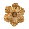 A close-up of a layered resin floral wall decor piece in a golden brown color.