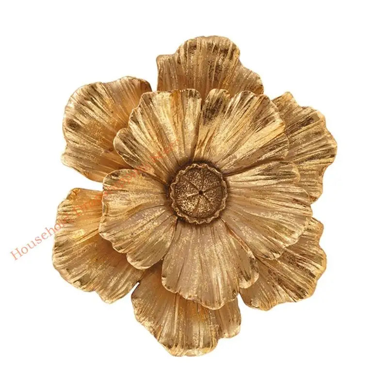 A close-up of a layered resin floral wall decor piece in a golden brown color.