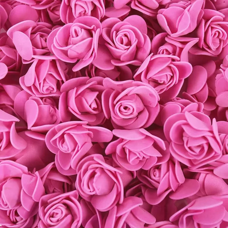 Bulk pack of realistic pink foam rose flowers for weddings and events