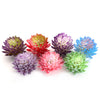 A collection of colorful mini artificial succulent bonsai balls in shades of pink, purple, green, and blue.