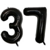 A set of two giant black foil balloons shaped like the number 37