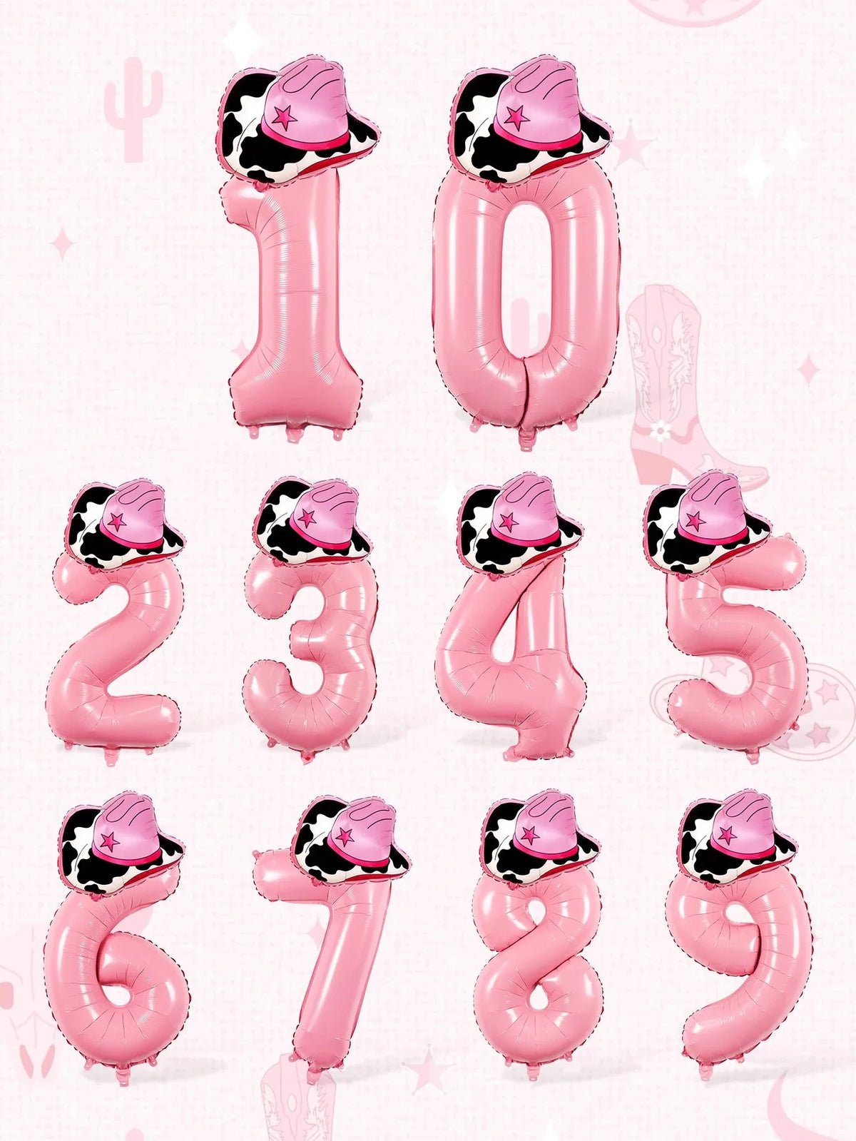 40-Inch Cowboy Cow Number Foil Balloon Set