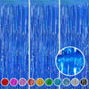 A collection of metallic foil tinsel fringe backdrop materials in various colors displayed horizontally.