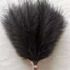 A black artificial pampas grass bouquet used for boho home decor.