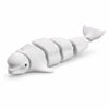 A white articulated ocean animal figurine set, resembling a dolphin or whale, shown in profile.