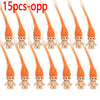 A set of 15 orange-colored troll dolls with long, bright orange hair.