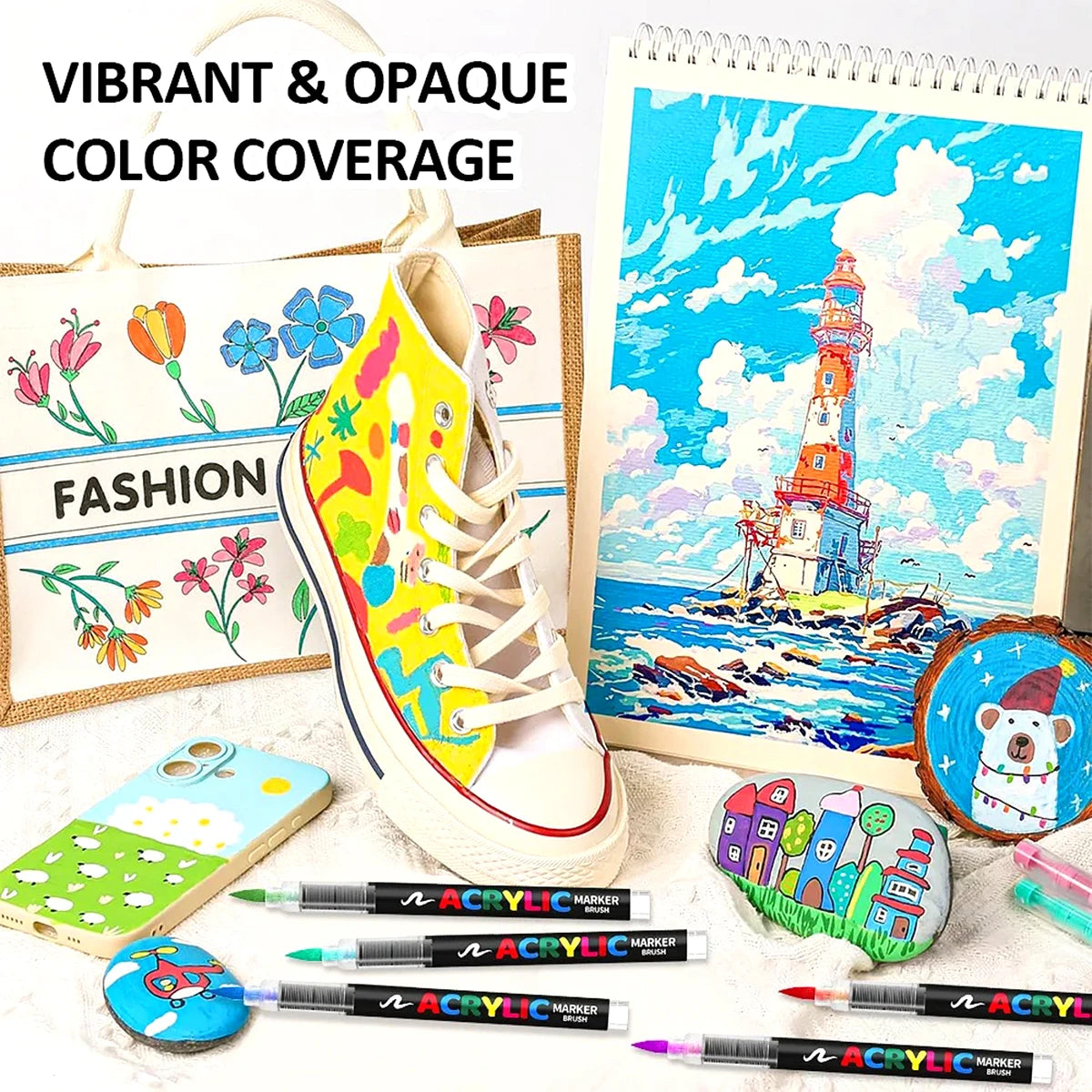 72-Color Acrylic Paint Pen Set with Brush Tips