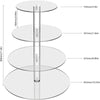 A clear acrylic three-tier cupcake stand with varying diameters for display.