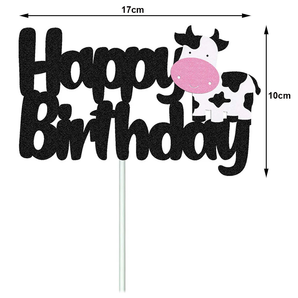 Black cow print number foil balloon for farm-themed birthday parties