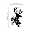 Black metal deer head wall sculpture with antlers and snowflakes