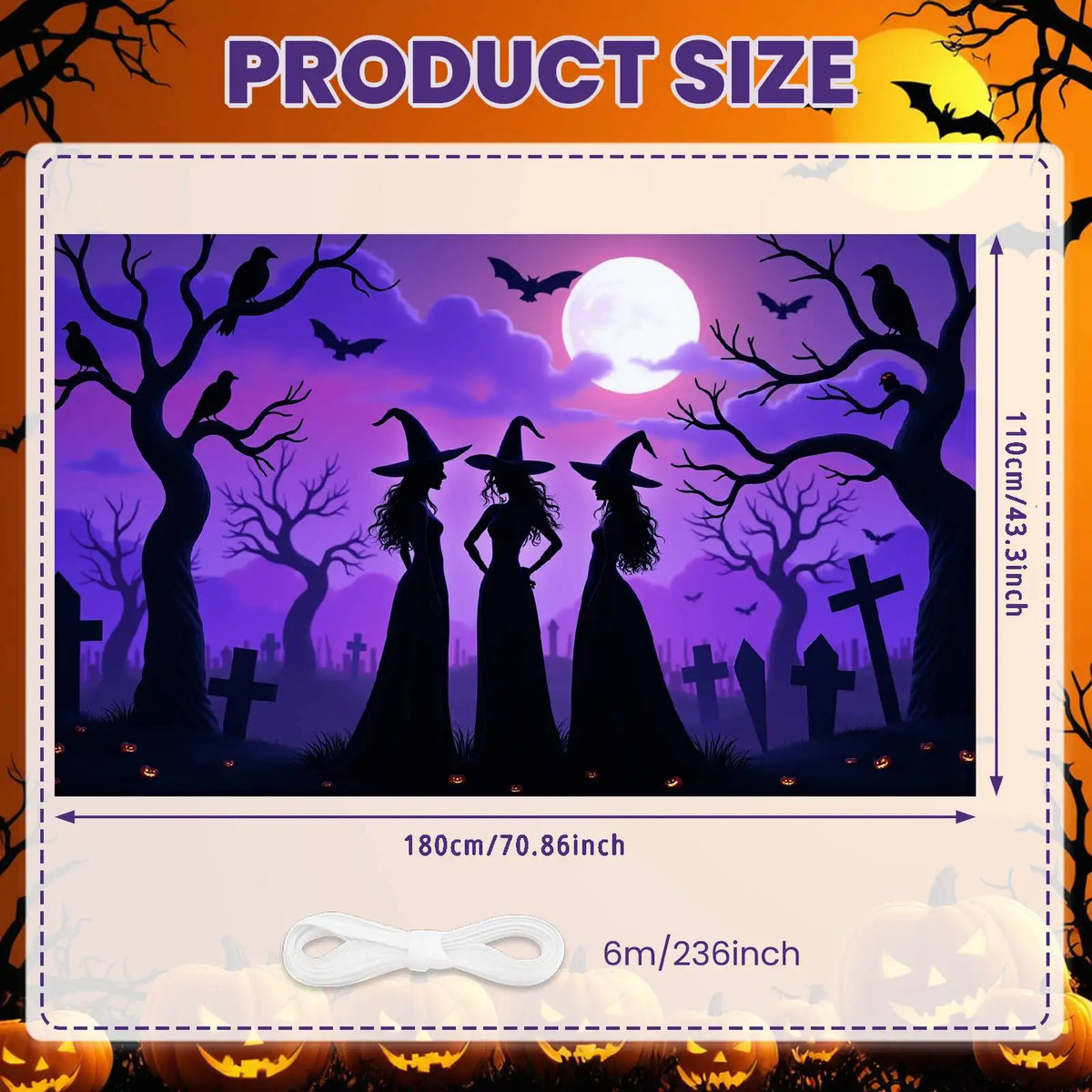 Large Halloween Witch Door Banner with Classic Spooky Design