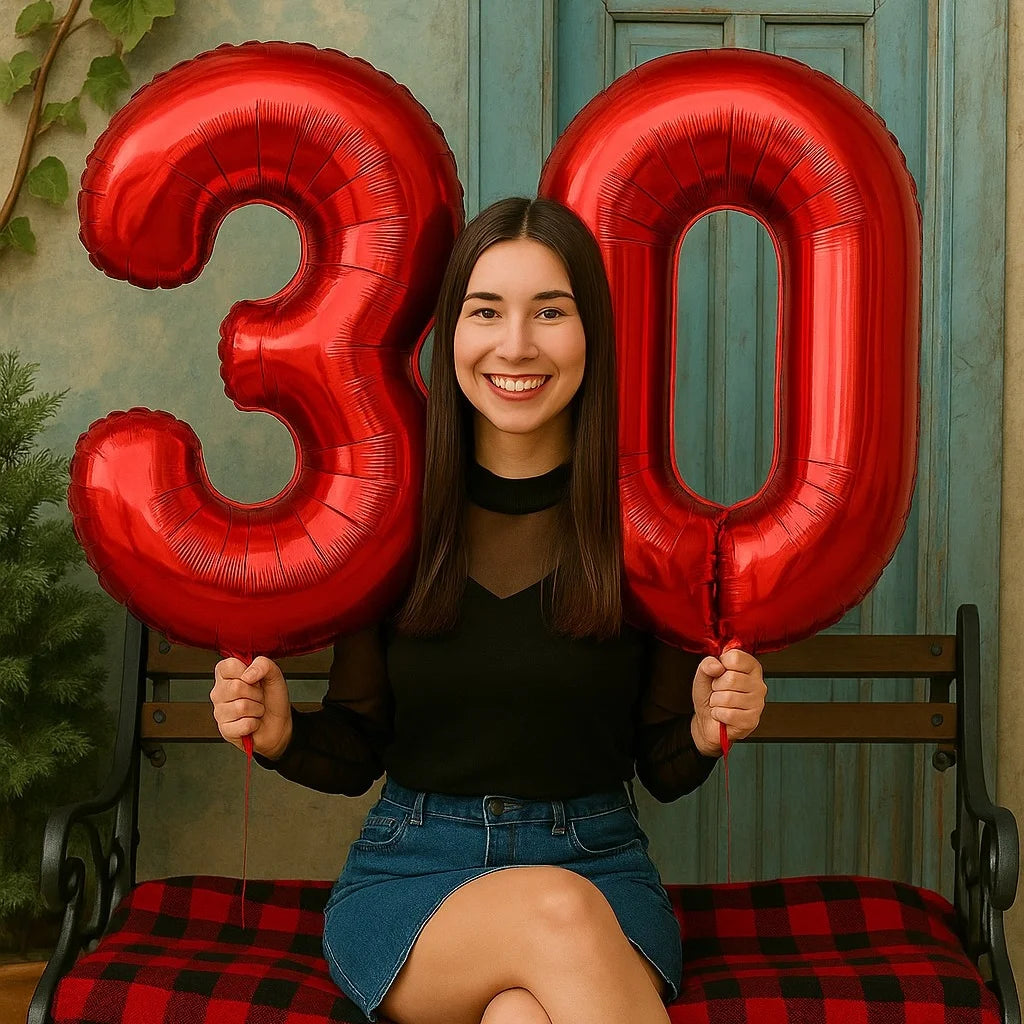 Large Red Number Foil Balloon for Birthday and Anniversary Decor