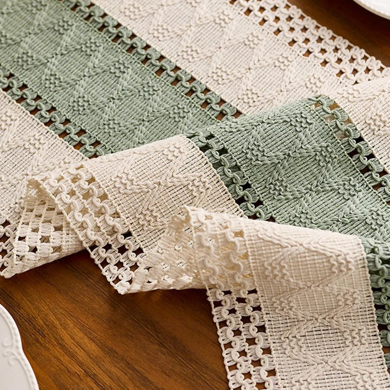 Linen Macrame Table Runner with Tassels