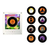 A set of nine magnetic vinyl record night lights featuring Halloween and spooky themed designs.