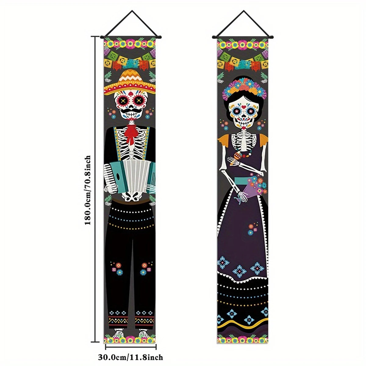 Day of the Dead Sugar Skull Door Banners – Set of 2