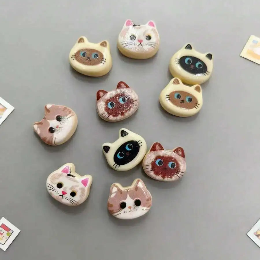 Adorable Cat Head Fridge Magnets – Set of 10 for Kitchen & Home Decor