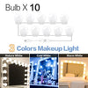 Ten bulbs of Dimmable USB LED vanity light for makeup mirror in Nature White, Cold White, and Warm White.