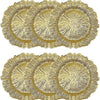 A set of elegant gold charger plates designed for weddings and parties.