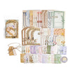 Collection de papier de journal vintage et moderne, incluant éléments de collage, bordures et pages décoratives.