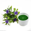 A cluster of artificial purple lotus flowers and green leaves displayed in a white pot.