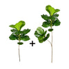 A large artificial ficus tree featuring vibrant green fiddle-leaf foliage.