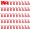 A set of 30 pink space-saving hanger connector hooks for organizing clothing.