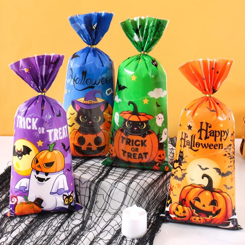 Halloween Pumpkin Candy Bags for Trick-or-Treat Party Favors