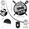 Black retro BBQ zone wall decor featuring a grill design and a silhouette of a cooking pot.
