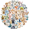 A collection of 50 watercolor animal stickers featuring various cute mammals, birds, and creatures.
