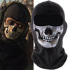 Black ice silk face mask featuring a white skull pattern for cosplay and festivals