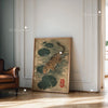Vintage Japandi Tiger Cat Canvas Wall Art featuring a tiger print displayed on a wooden frame.