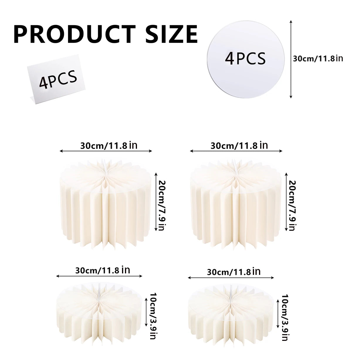 Quatre jeux de supports alimentaires en acrylique blanc, de différentes hauteurs, pour présentation buffet.
