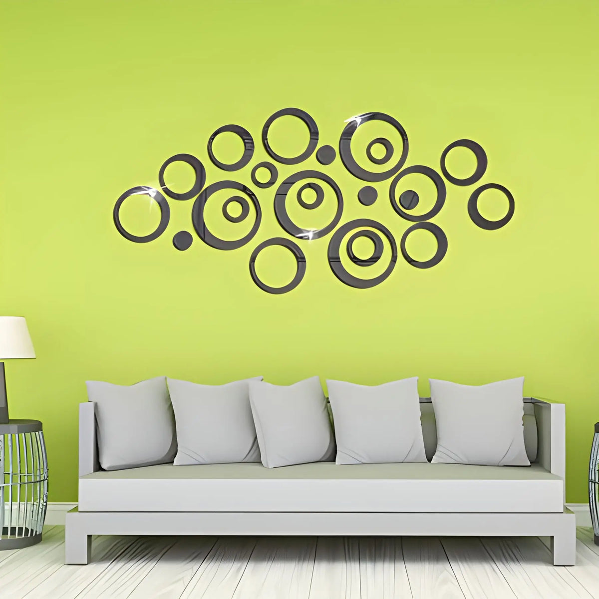 Set of 24 Gold & Silver Mirror Circle Wall Stickers